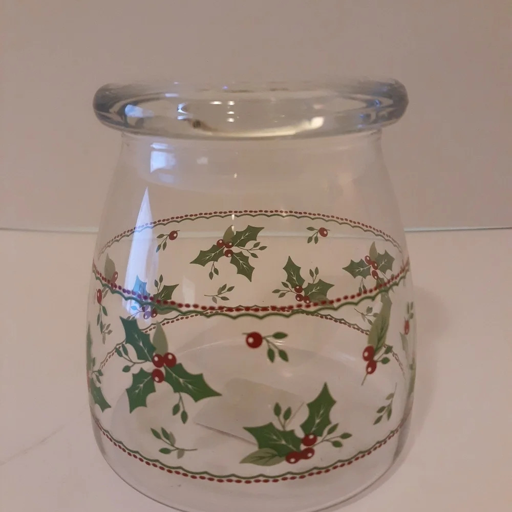 Libbey Glass Holly Berry Spice Jar